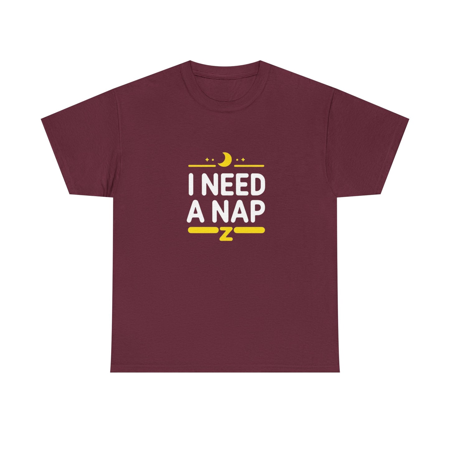 I Need a Nap T‑Shirt — Funny Sleepy Tee with Moon & Zzz Graphic