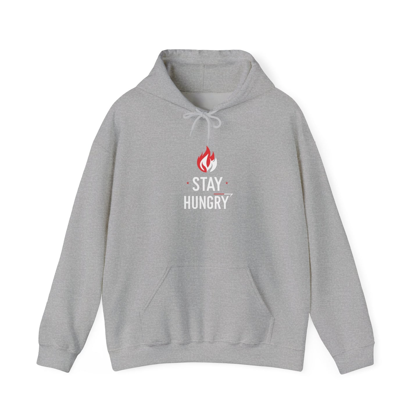 Stay Hungry Hoodie — Motivational Flame Graphic Hooded Sweatshirt