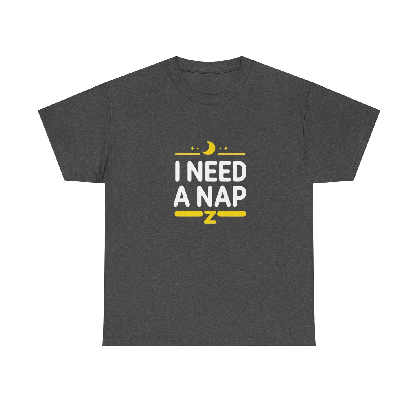 I Need a Nap T‑Shirt — Funny Sleepy Tee with Moon & Zzz Graphic