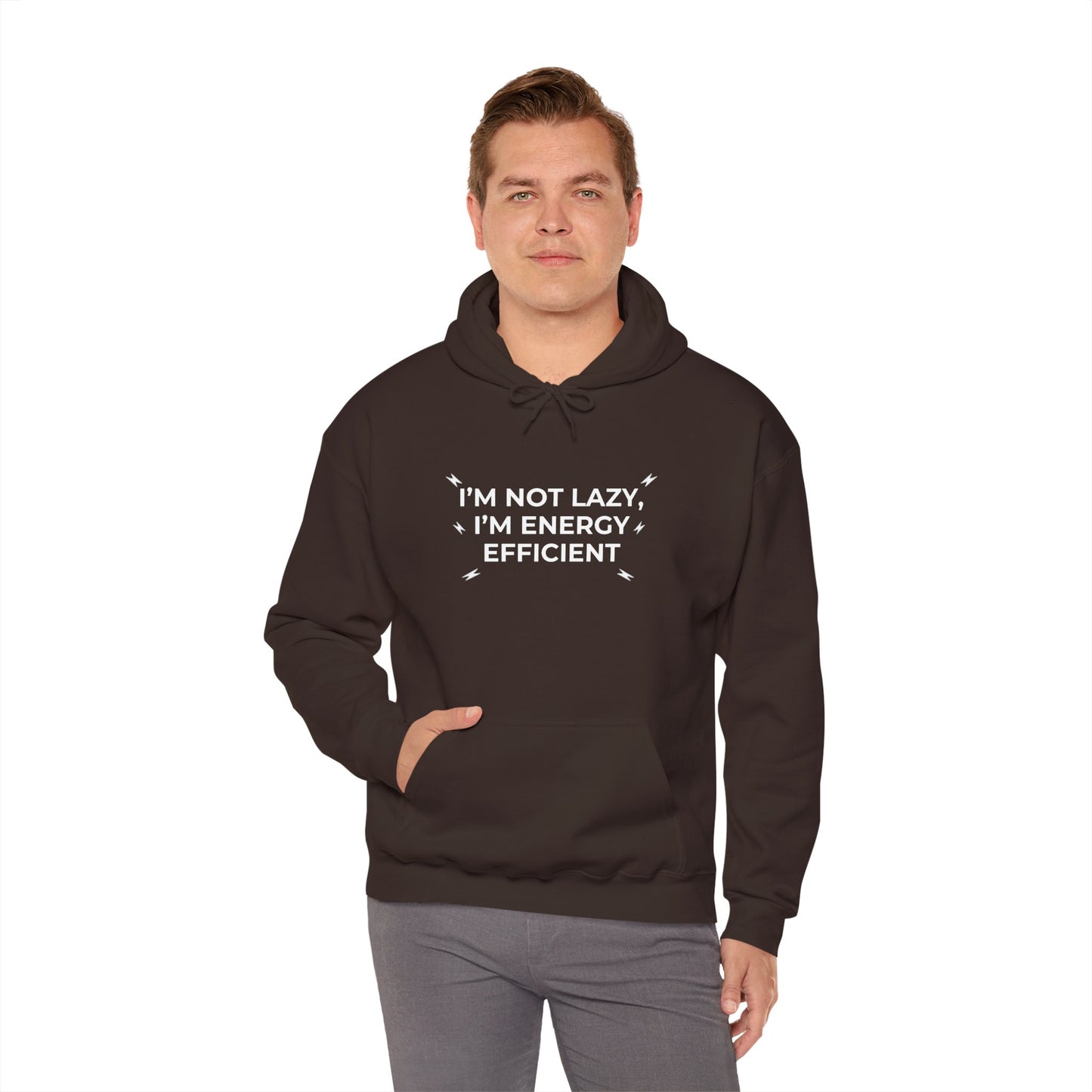 "I'm Not Lazy, I'm Energy Efficient" Hoodie - Funny Eco Humor Hoodie
