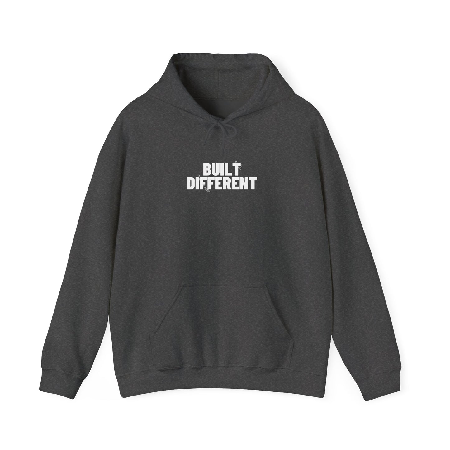 Built Different Hoodie — Minimalist Black Graphic Hoodie