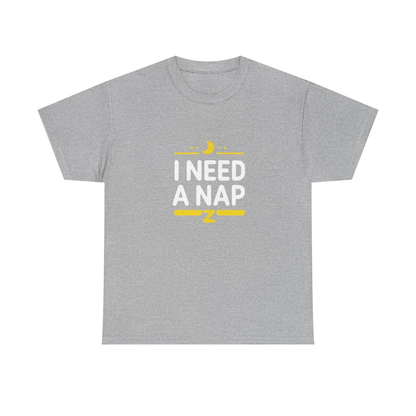 I Need a Nap T‑Shirt — Funny Sleepy Tee with Moon & Zzz Graphic