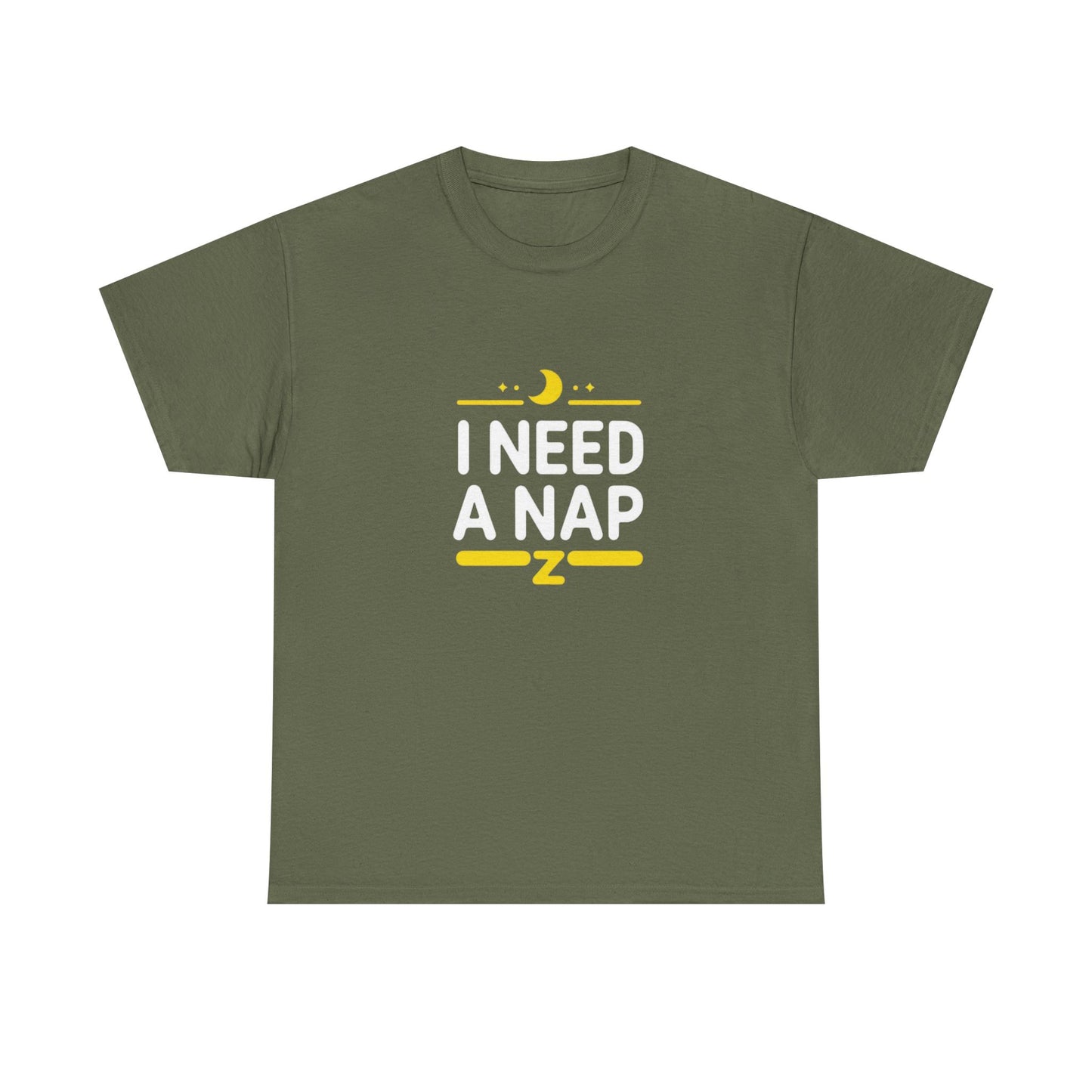 I Need a Nap T‑Shirt — Funny Sleepy Tee with Moon & Zzz Graphic