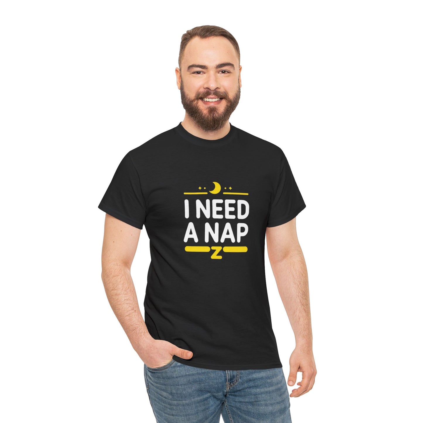 I Need a Nap T‑Shirt — Funny Sleepy Tee with Moon & Zzz Graphic