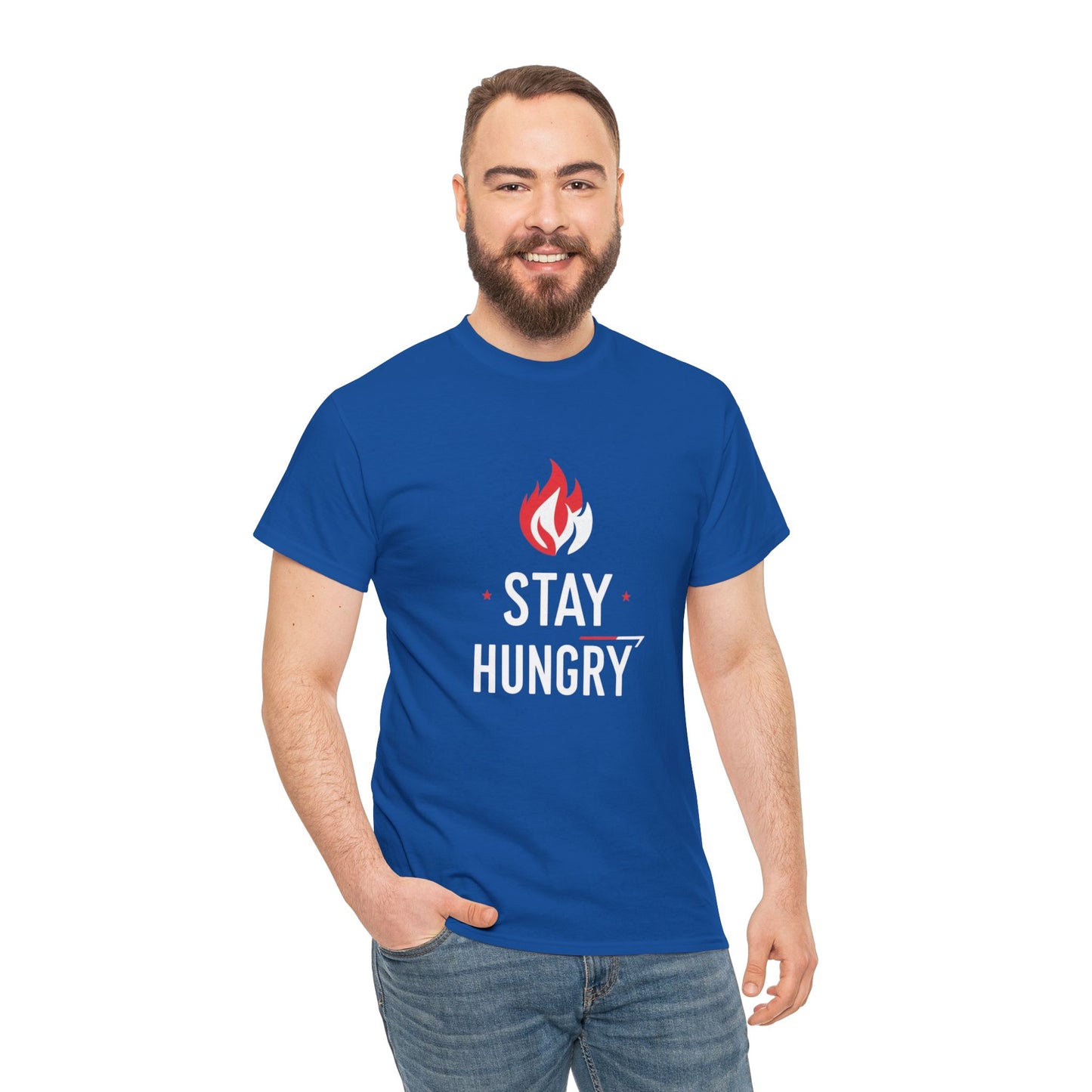 Stay Hungry T-Shirt — Motivational Flame Graphic Tee