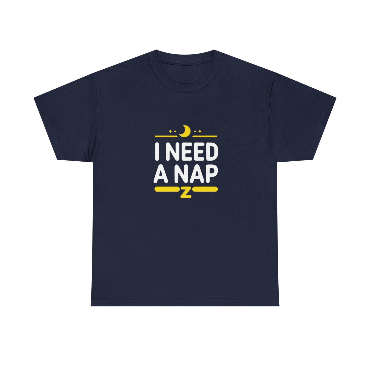 I Need a Nap T‑Shirt — Funny Sleepy Tee with Moon & Zzz Graphic