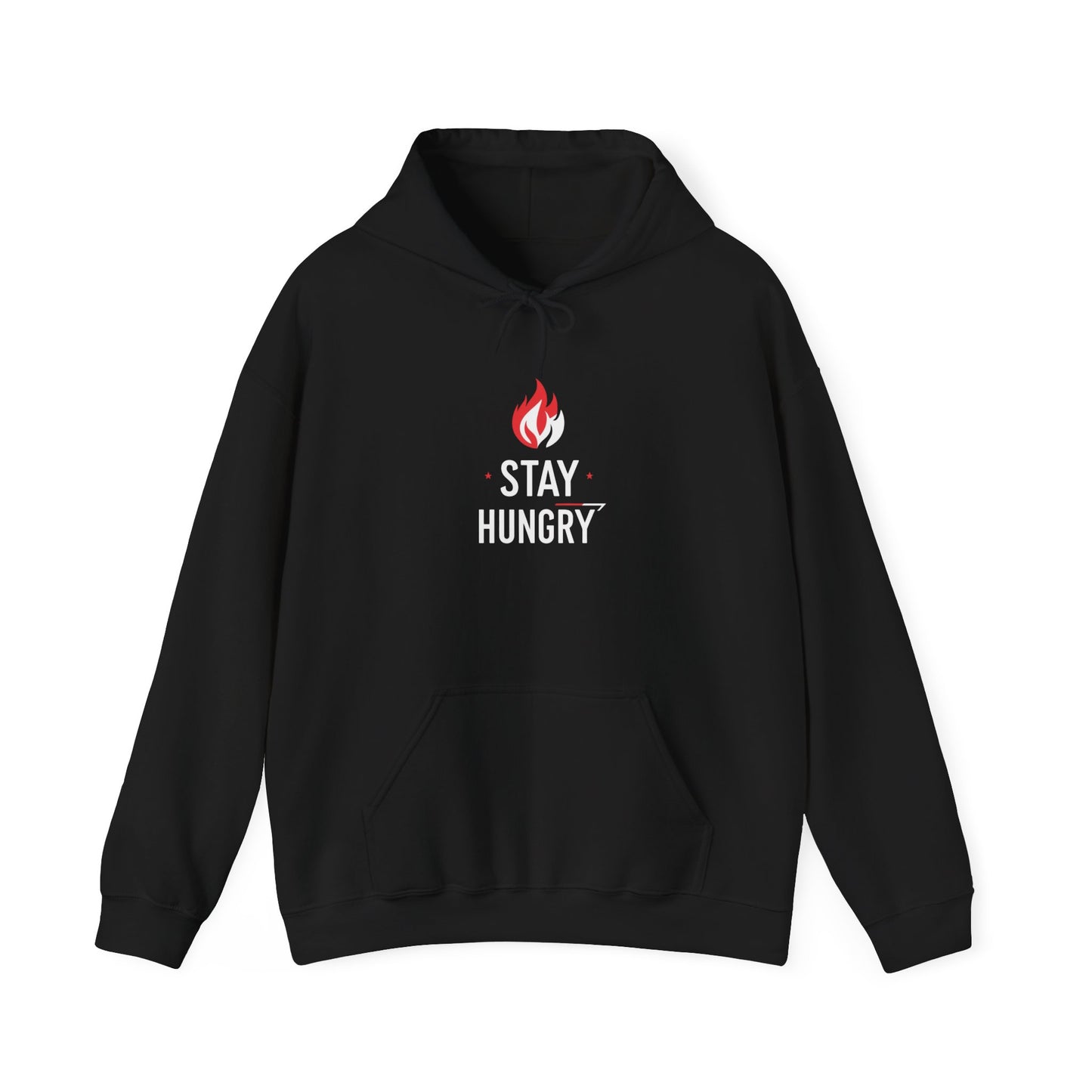 Stay Hungry Hoodie — Motivational Flame Graphic Hooded Sweatshirt
